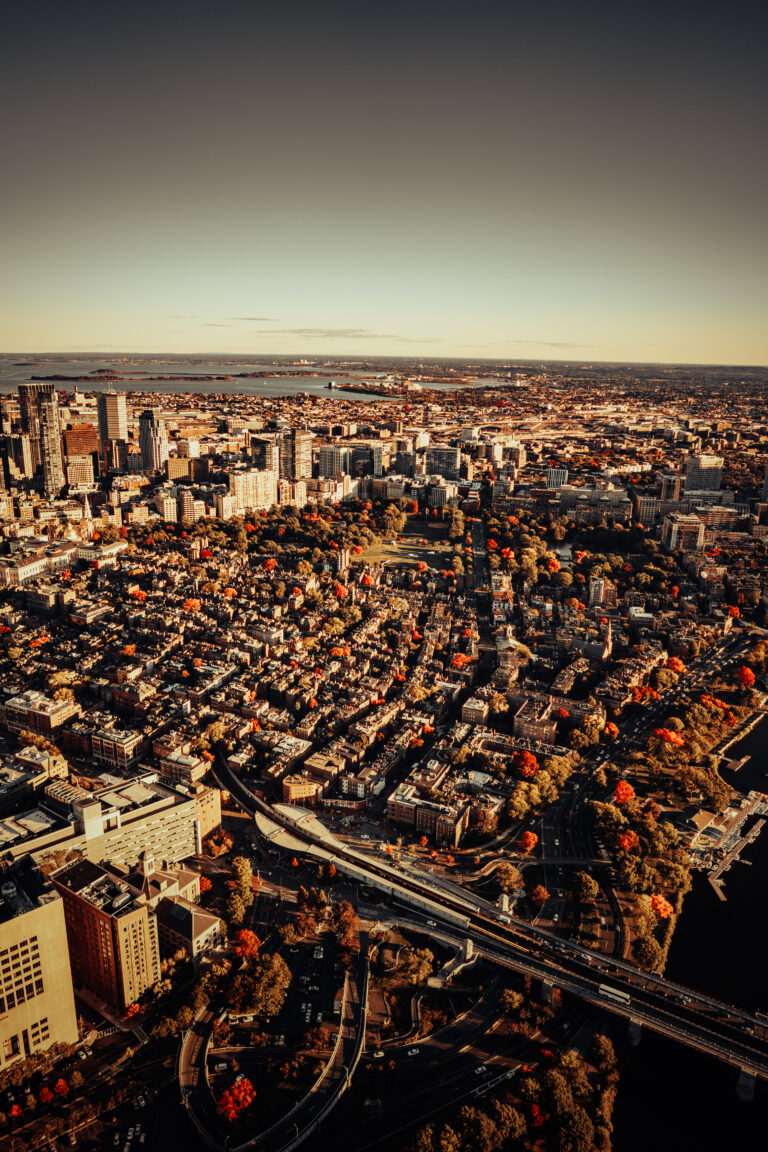 Aerial View of Autumn in Downtown Boston
